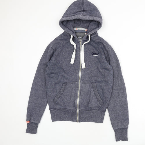 Superdry Mens Blue Cotton Full Zip Hoodie Size XS