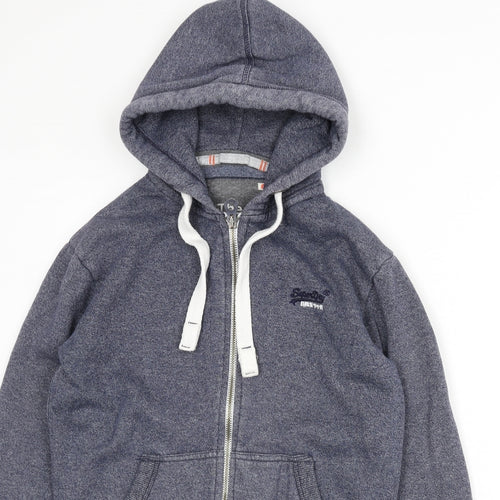 Superdry Mens Blue Cotton Full Zip Hoodie Size XS