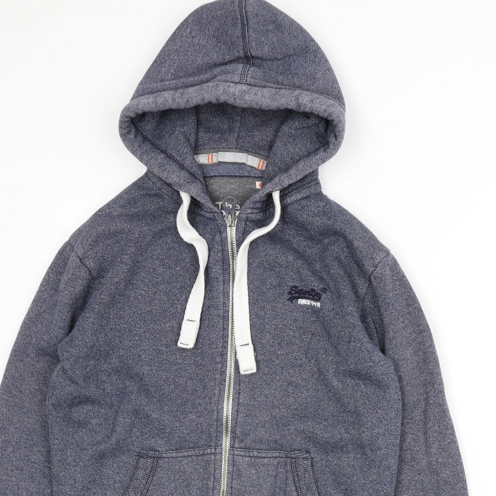 Superdry Mens Blue Cotton Full Zip Hoodie Size XS