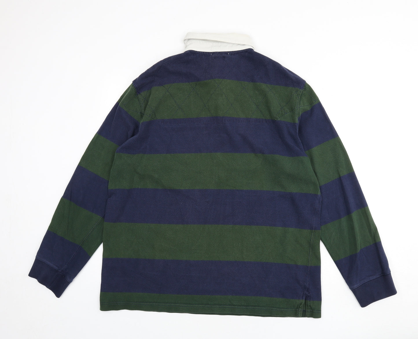 Polo Ralph Lauren Mens Green Striped Cotton Polo Size XL Collared Button
