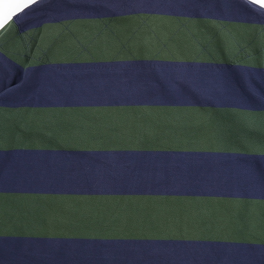 Polo Ralph Lauren Mens Green Striped Cotton Polo Size XL Collared Button