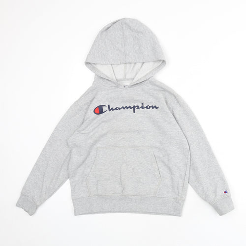 Champion Boys Grey Cotton Pullover Hoodie Size 12-13 Years Pullover
