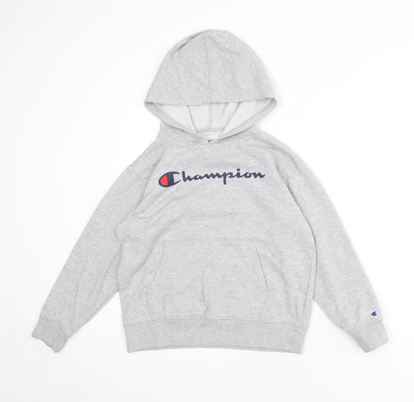 Champion Boys Grey Cotton Pullover Hoodie Size 12-13 Years Pullover