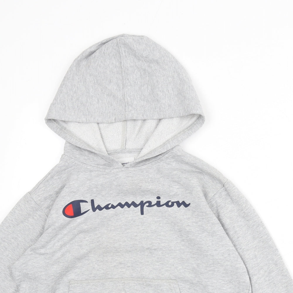 Champion Boys Grey Cotton Pullover Hoodie Size 12-13 Years Pullover