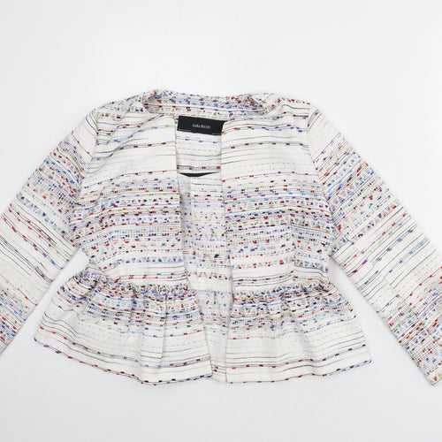Zara Womens Multicoloured Geometric Jacket Blazer Size M - Stripe Detail