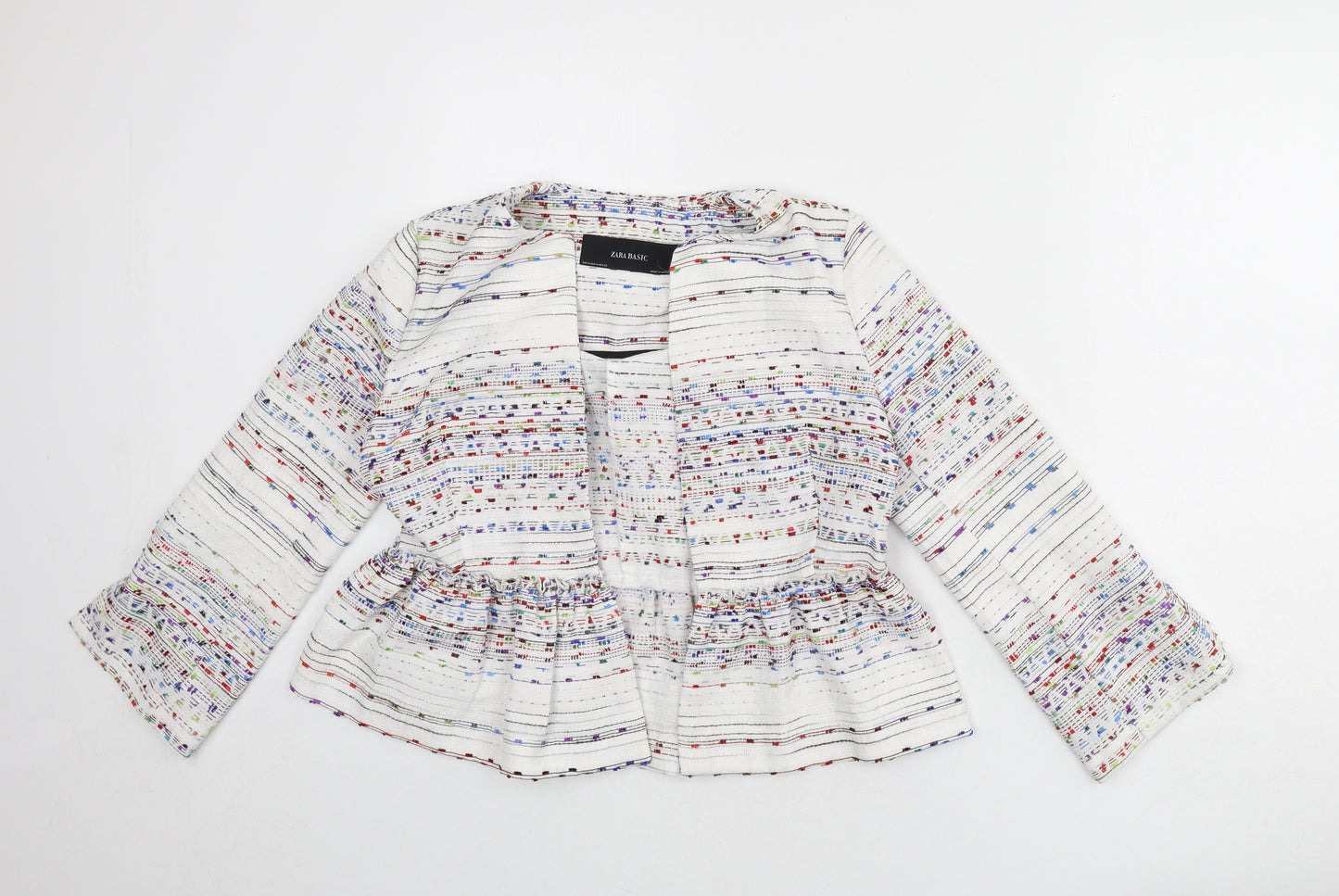 Zara Womens Multicoloured Geometric Jacket Blazer Size M - Stripe Detail