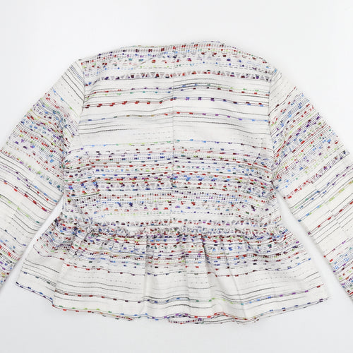 Zara Womens Multicoloured Geometric Jacket Blazer Size M - Stripe Detail