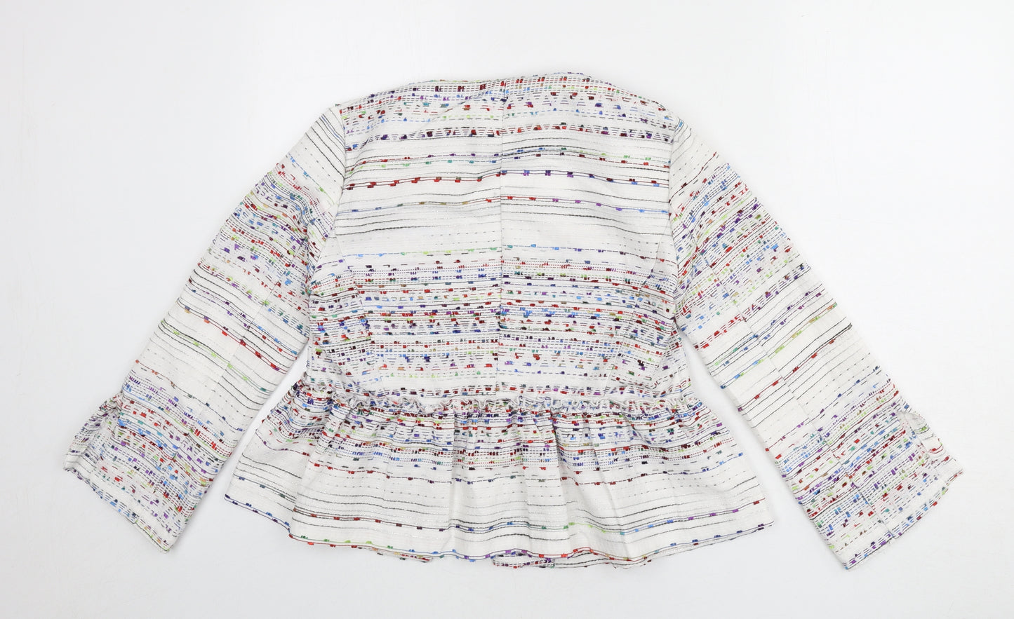 Zara Womens Multicoloured Geometric Jacket Blazer Size M - Stripe Detail