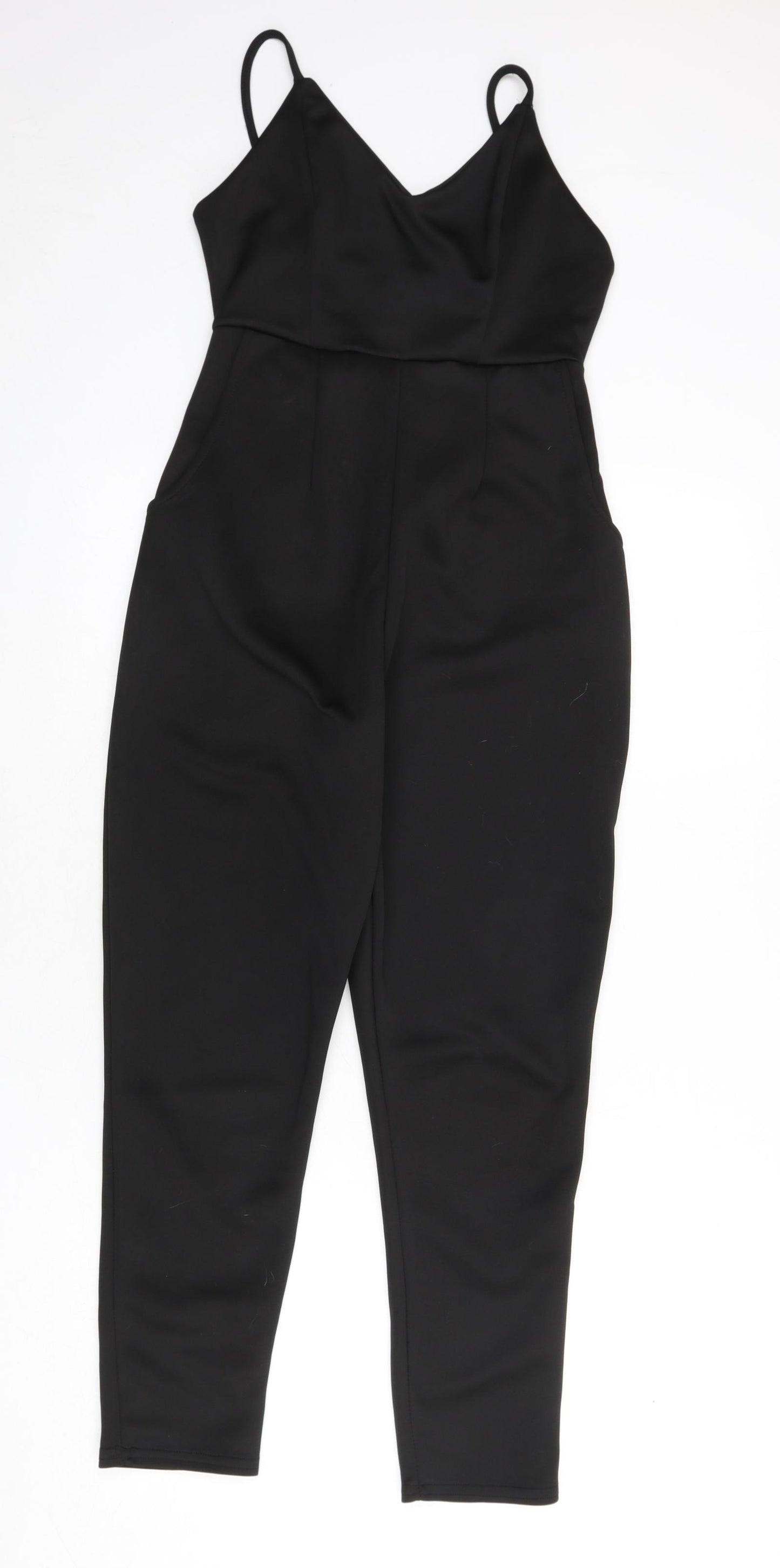 Boohoo Womens Black Polyester Jumpsuit One-Piece Size 10 L23 in Zip
