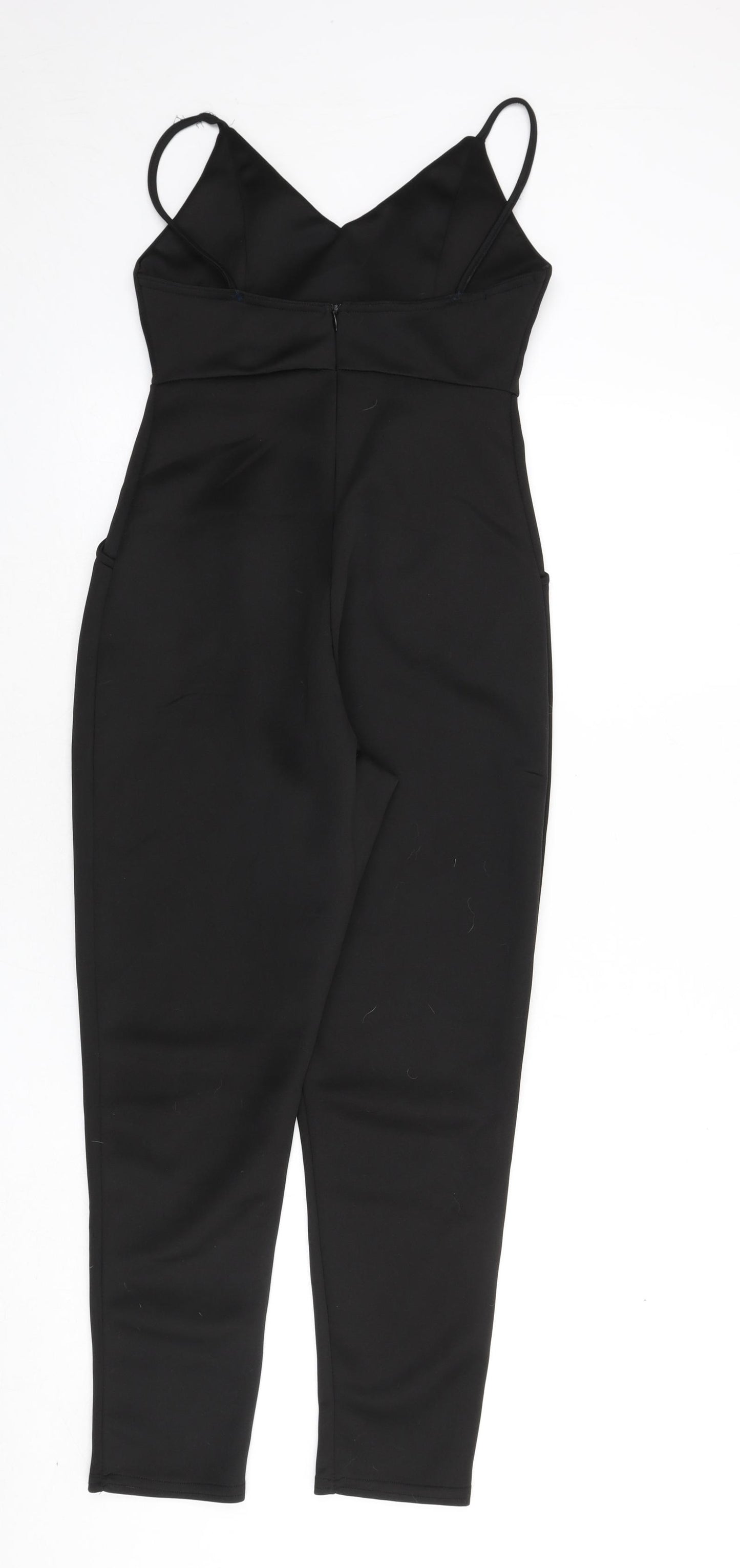 Boohoo Womens Black Polyester Jumpsuit One-Piece Size 10 L23 in Zip