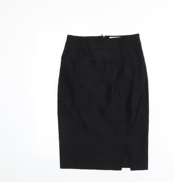 Belle Poque Womens Black Viscose Straight & Pencil Skirt Size S Zip - Slit