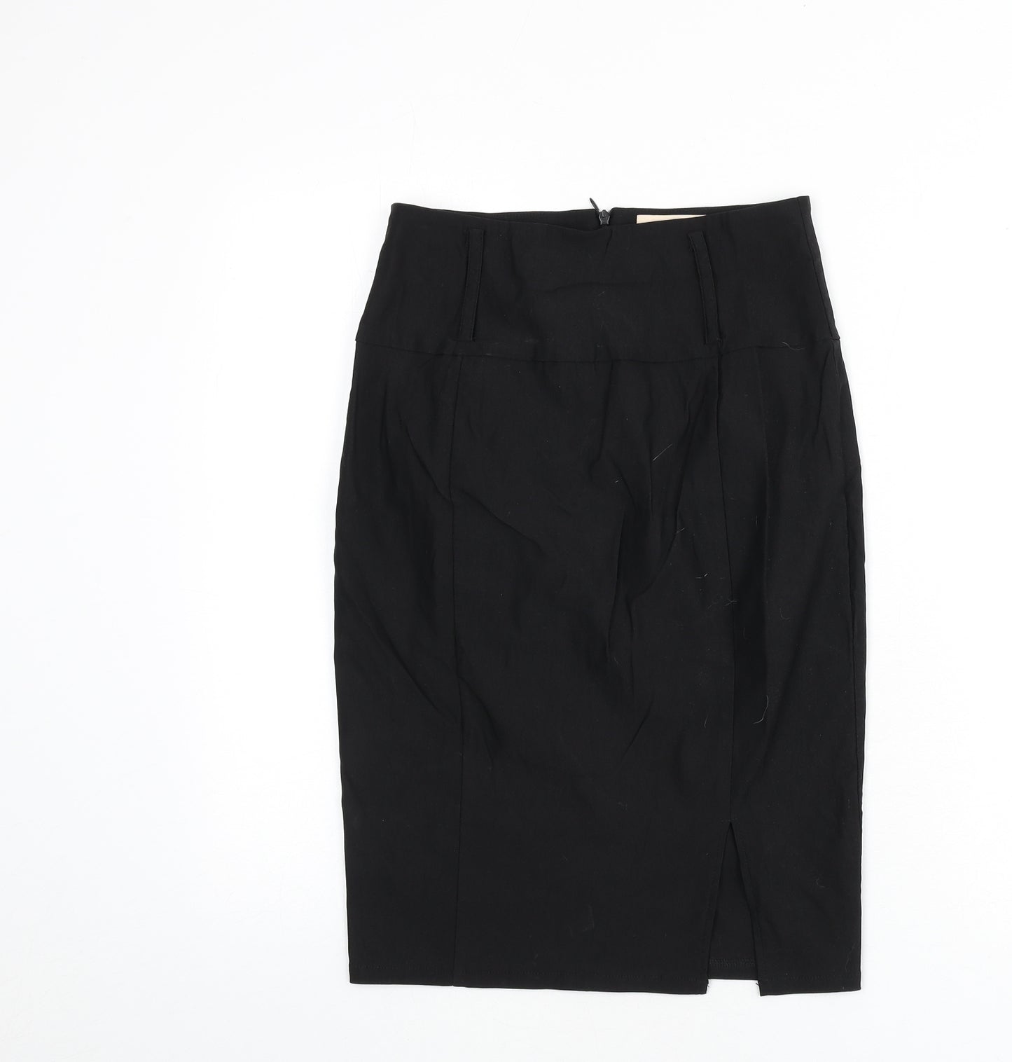 Belle Poque Womens Black Viscose Straight & Pencil Skirt Size S Zip - Slit