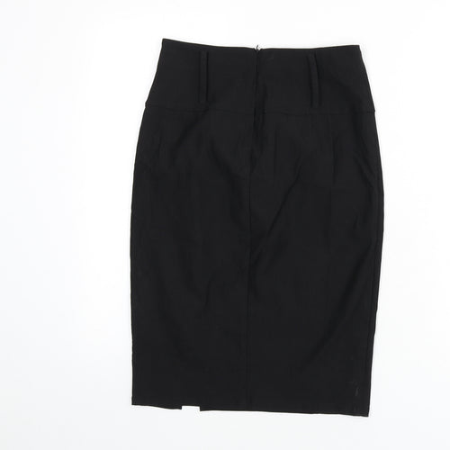 Belle Poque Womens Black Viscose Straight & Pencil Skirt Size S Zip - Slit