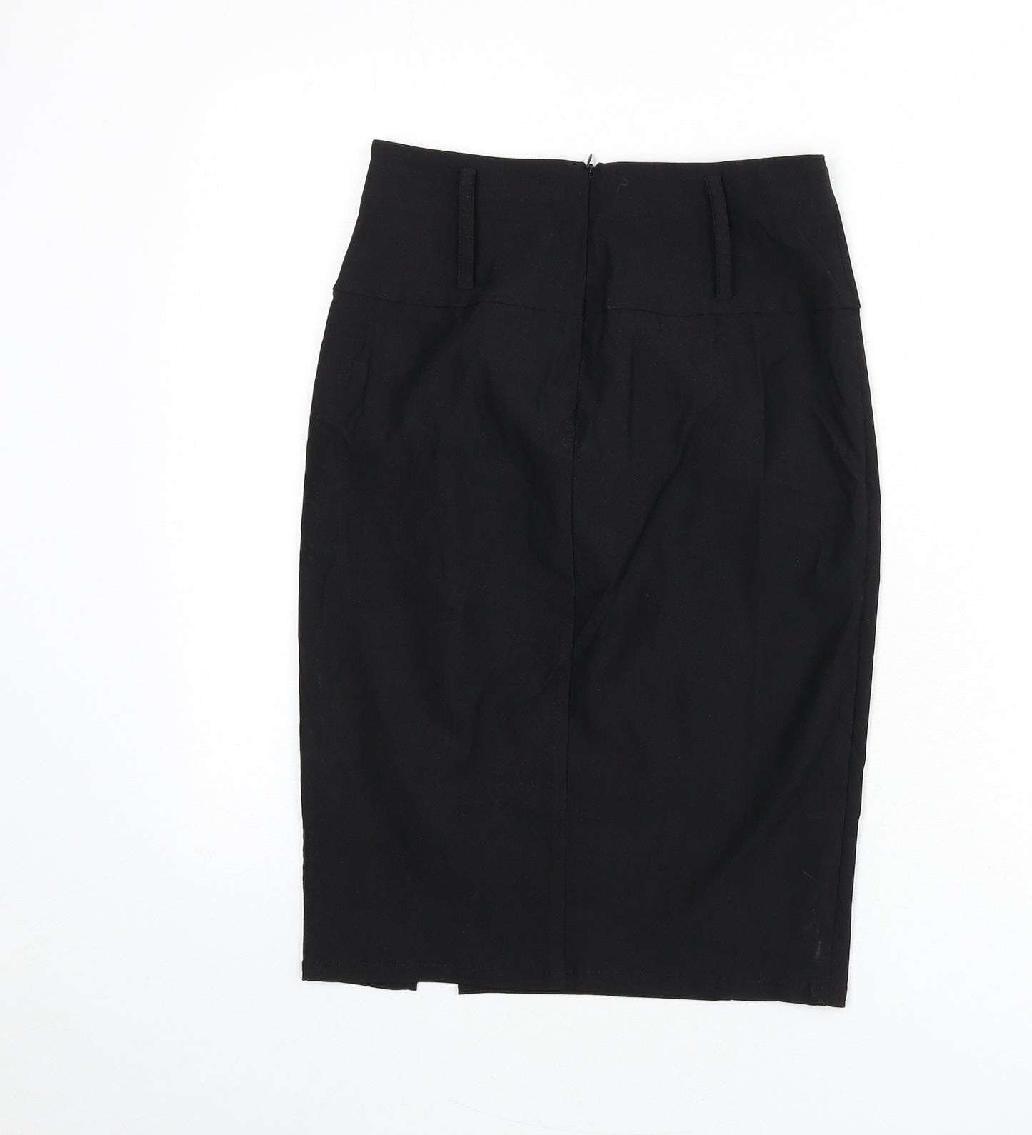 Belle Poque Womens Black Viscose Straight & Pencil Skirt Size S Zip - Slit