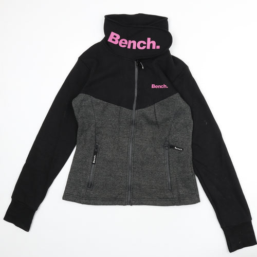 Bench Womens Black Cotton Full Zip Sweatshirt Size 12 Zip