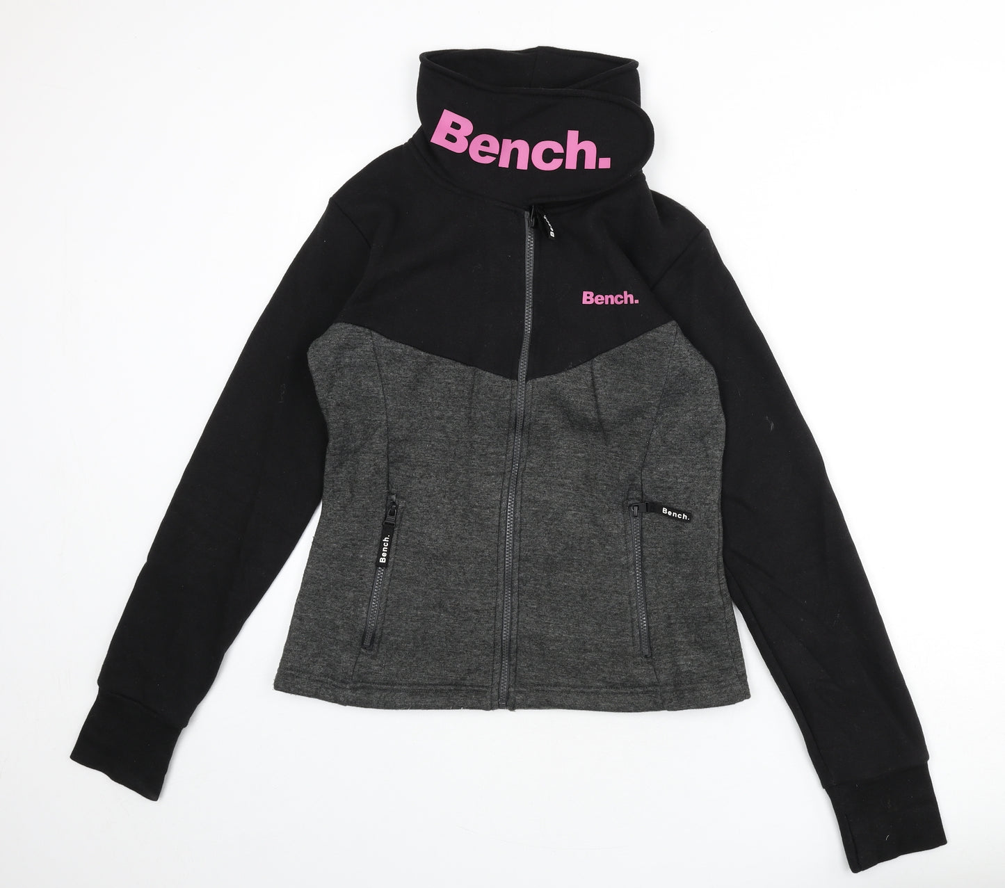 Bench Womens Black Cotton Full Zip Sweatshirt Size 12 Zip