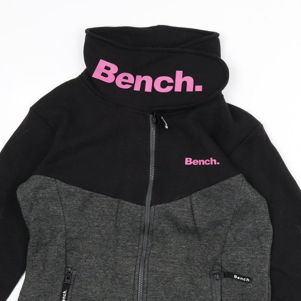 Bench Womens Black Cotton Full Zip Sweatshirt Size 12 Zip