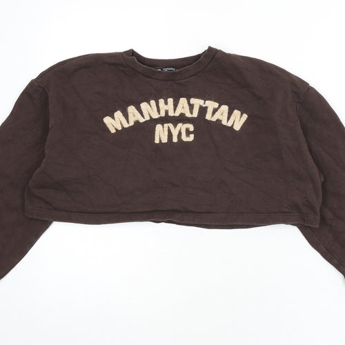 Zara Womens Brown Cotton Pullover Sweatshirt Size M Pullover - Manhattan, NYC, New York, Cropped
