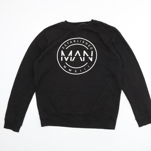 Boohoo Mens Black Cotton Pullover Sweatshirt Size L - Man