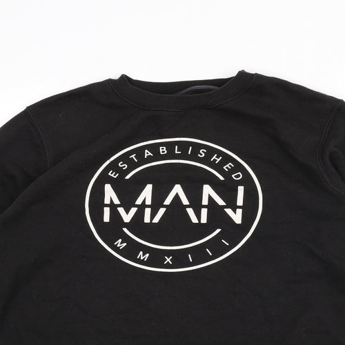Boohoo Mens Black Cotton Pullover Sweatshirt Size L - Man