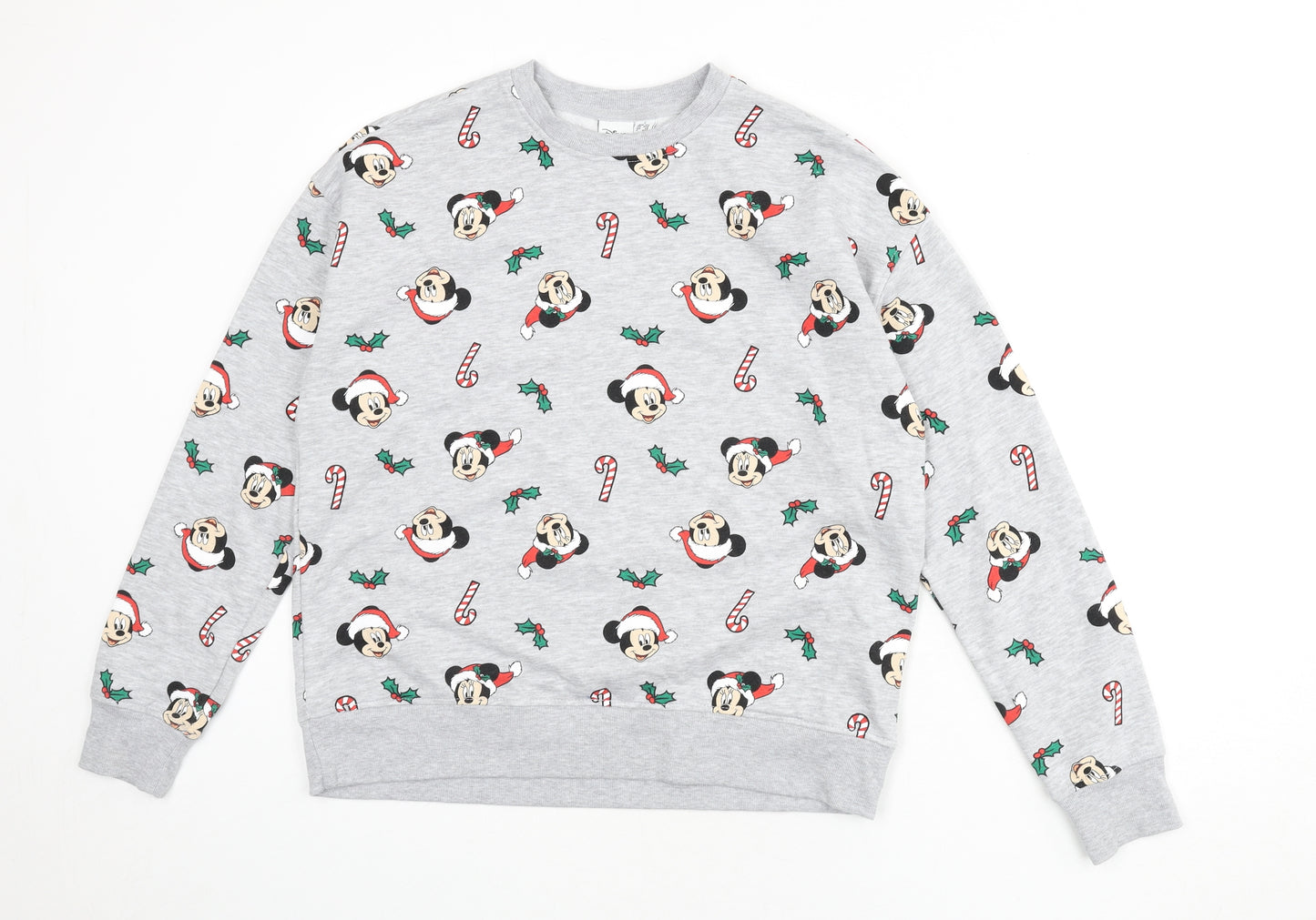 Disney Womens Ivory Geometric Cotton Pullover Sweatshirt Size 10 Pullover - Size 10/12, Christmas, Mickey Mouse
