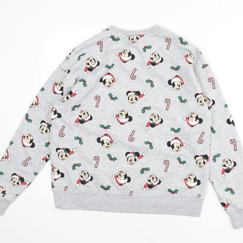 Disney Womens Ivory Geometric Cotton Pullover Sweatshirt Size 10 Pullover - Size 10/12, Christmas, Mickey Mouse