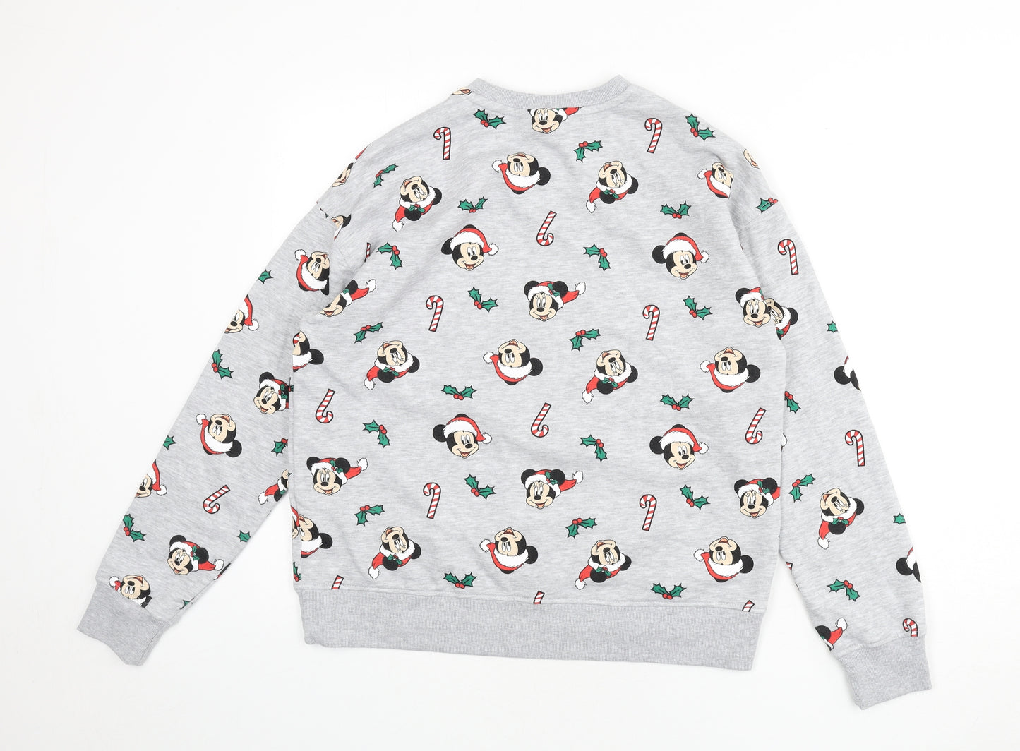 Disney Womens Ivory Geometric Cotton Pullover Sweatshirt Size 10 Pullover - Size 10/12, Christmas, Mickey Mouse