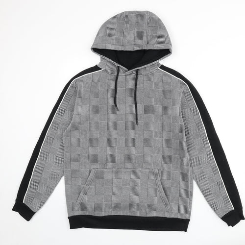 Brave Soul Womens Grey Houndstooth Polyester Pullover Hoodie Size S Pullover