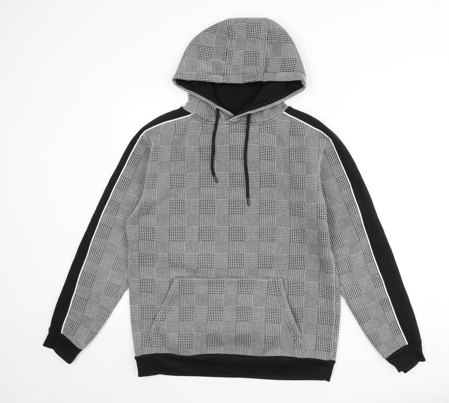 Brave Soul Womens Grey Houndstooth Polyester Pullover Hoodie Size S Pullover