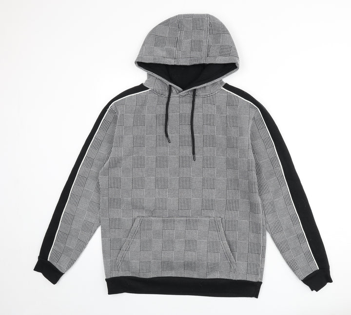 Brave Soul Womens Grey Houndstooth Polyester Pullover Hoodie Size S Pullover