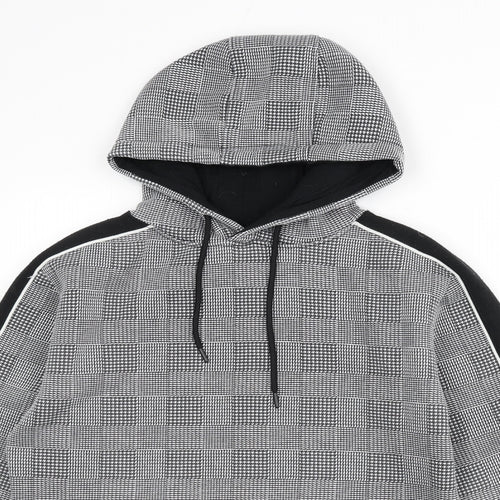 Brave Soul Womens Grey Houndstooth Polyester Pullover Hoodie Size S Pullover
