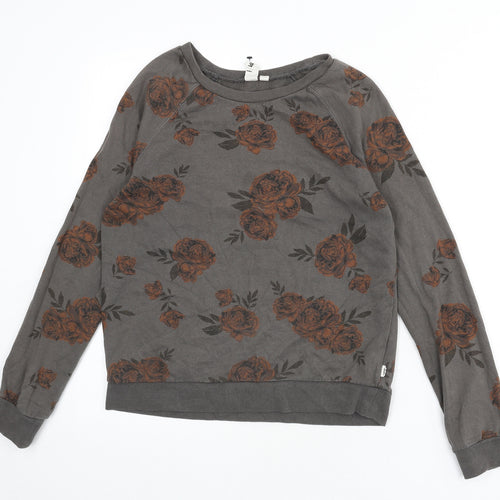 VANS Womens Grey Floral Cotton Pullover Sweatshirt Size S Pullover