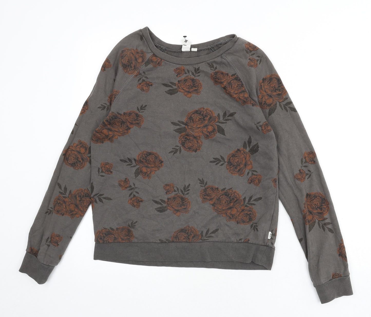 VANS Womens Grey Floral Cotton Pullover Sweatshirt Size S Pullover