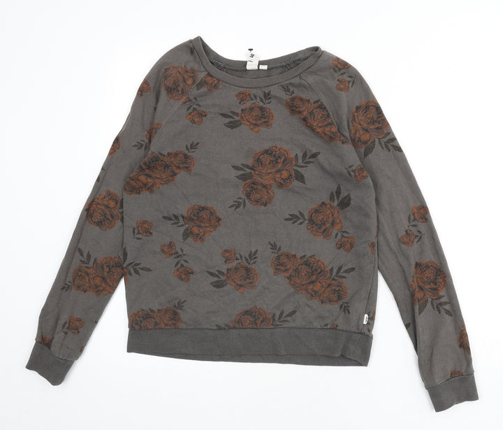 VANS Womens Grey Floral Cotton Pullover Sweatshirt Size S Pullover