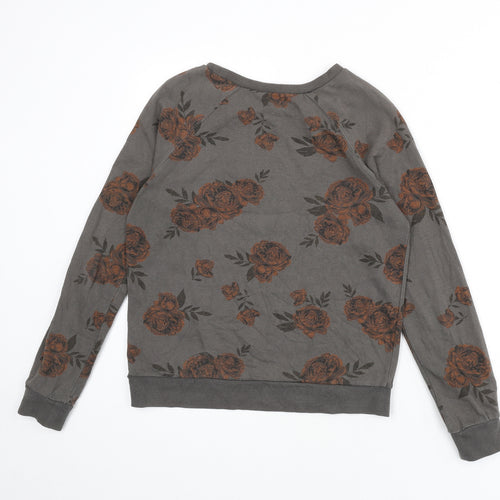 VANS Womens Grey Floral Cotton Pullover Sweatshirt Size S Pullover