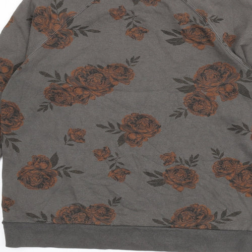 VANS Womens Grey Floral Cotton Pullover Sweatshirt Size S Pullover
