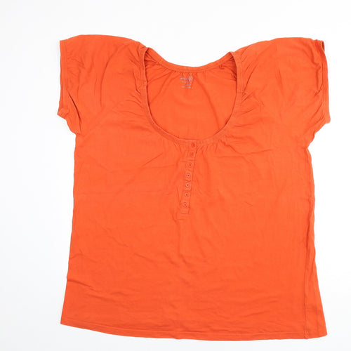 Simply Be Womens Orange Cotton Basic T-Shirt Size 22 Scoop Neck