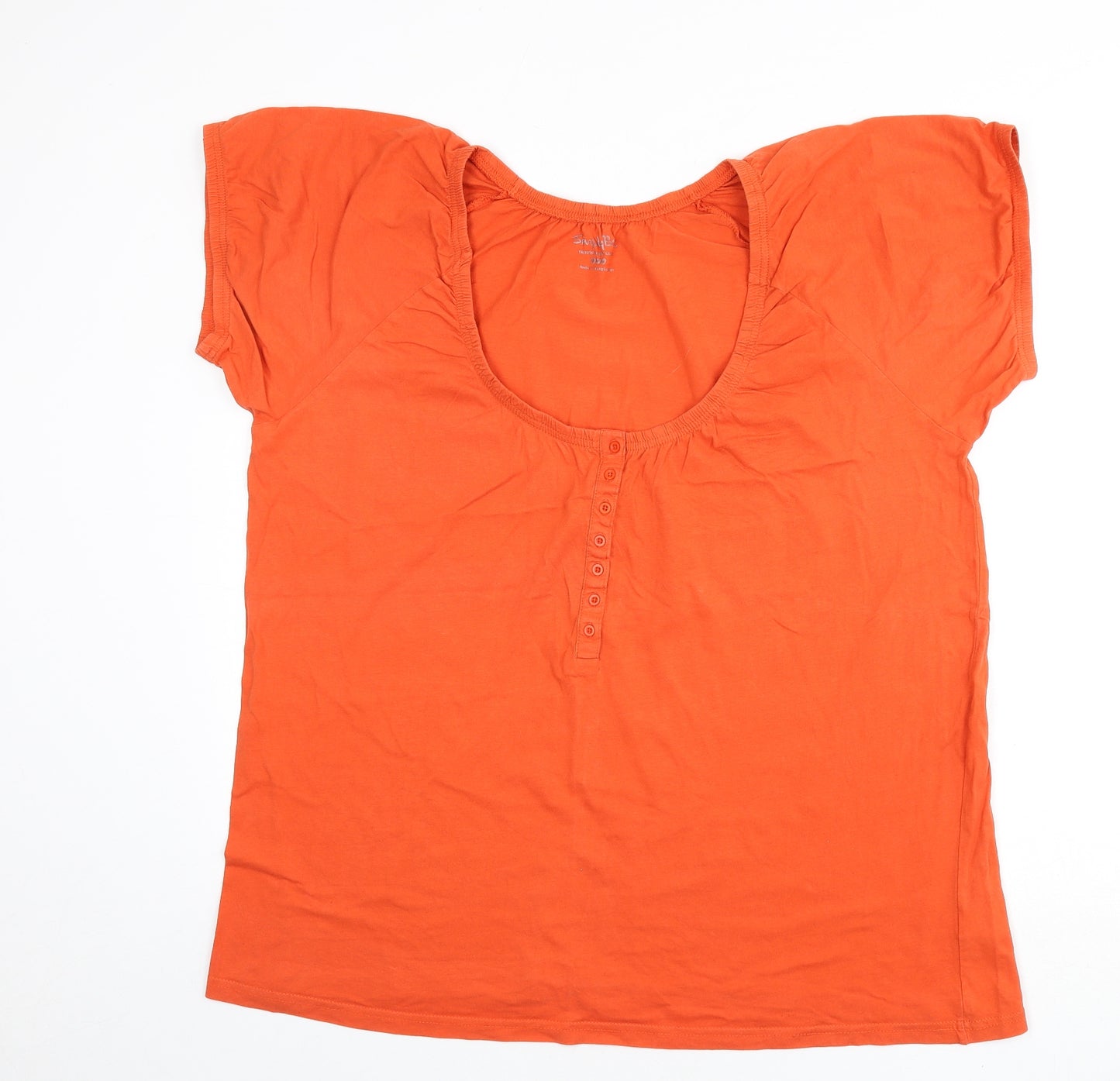 Simply Be Womens Orange Cotton Basic T-Shirt Size 22 Scoop Neck