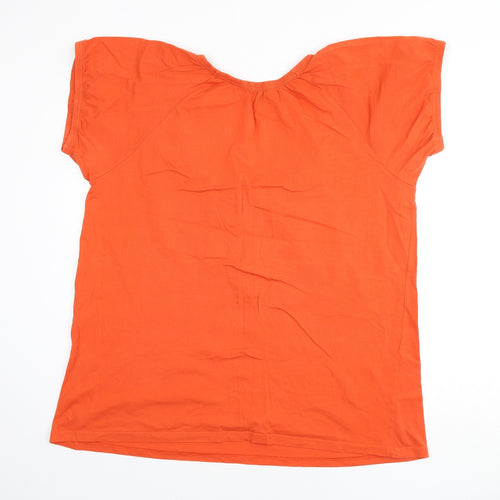 Simply Be Womens Orange Cotton Basic T-Shirt Size 22 Scoop Neck