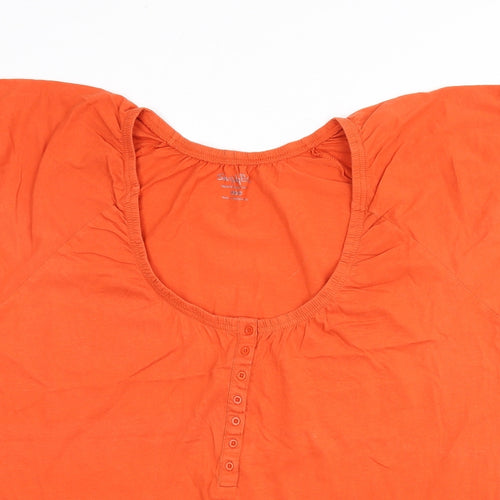 Simply Be Womens Orange Cotton Basic T-Shirt Size 22 Scoop Neck
