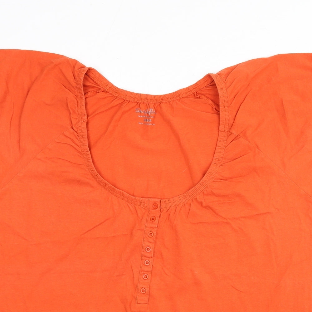 Simply Be Womens Orange Cotton Basic T-Shirt Size 22 Scoop Neck