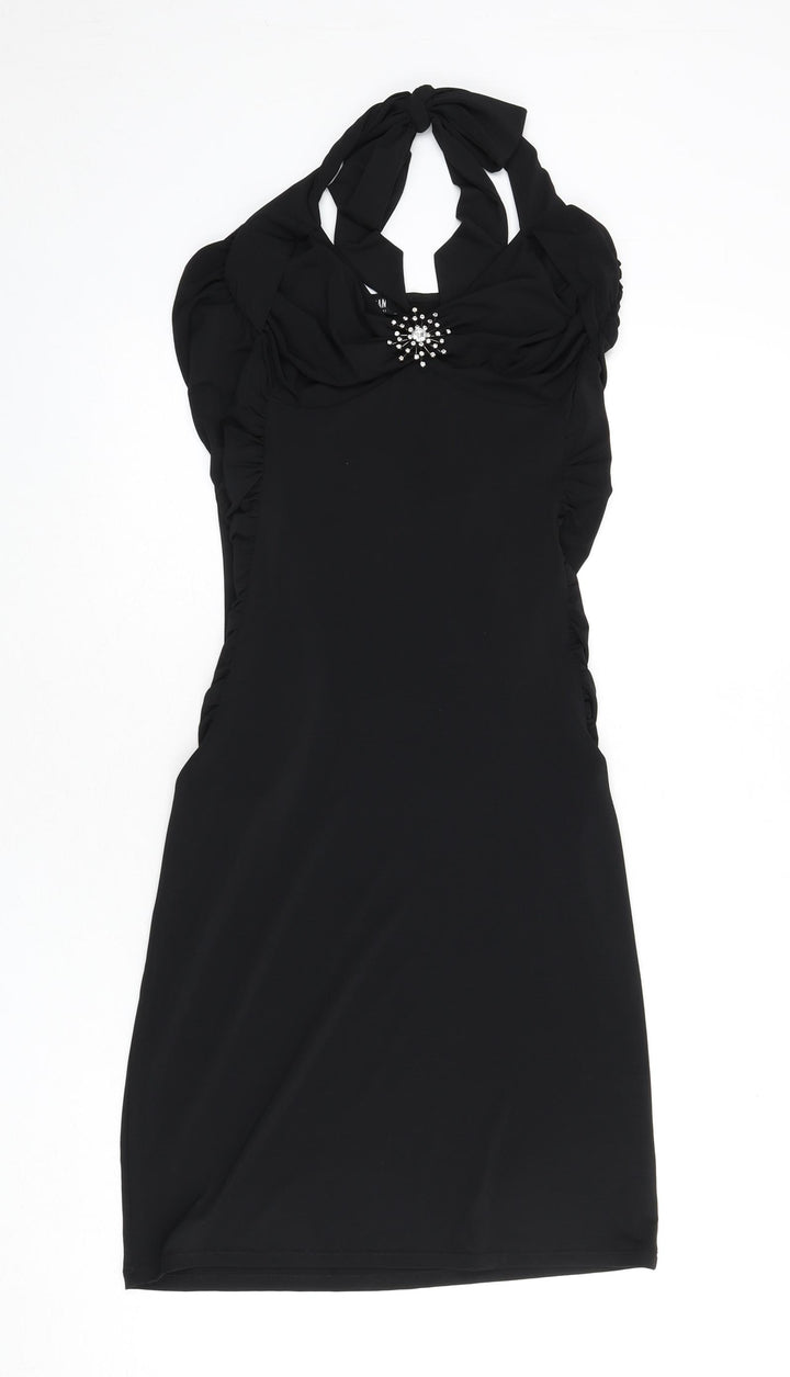 Morgan Womens Black Polyester Bodycon Size M Halter Tie