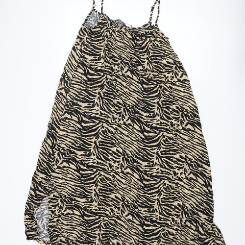Marks and Spencer Womens Brown Animal Print Viscose A-Line Size 10 Scoop Neck Pullover - Tiger Print