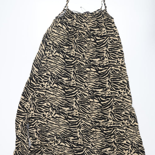 Marks and Spencer Womens Brown Animal Print Viscose A-Line Size 10 Scoop Neck Pullover - Tiger Print