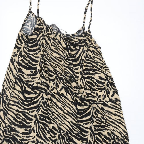 Marks and Spencer Womens Brown Animal Print Viscose A-Line Size 10 Scoop Neck Pullover - Tiger Print