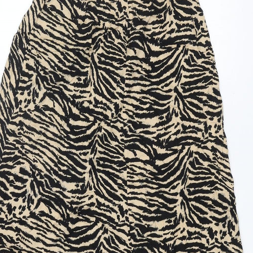 Marks and Spencer Womens Brown Animal Print Viscose A-Line Size 10 Scoop Neck Pullover - Tiger Print