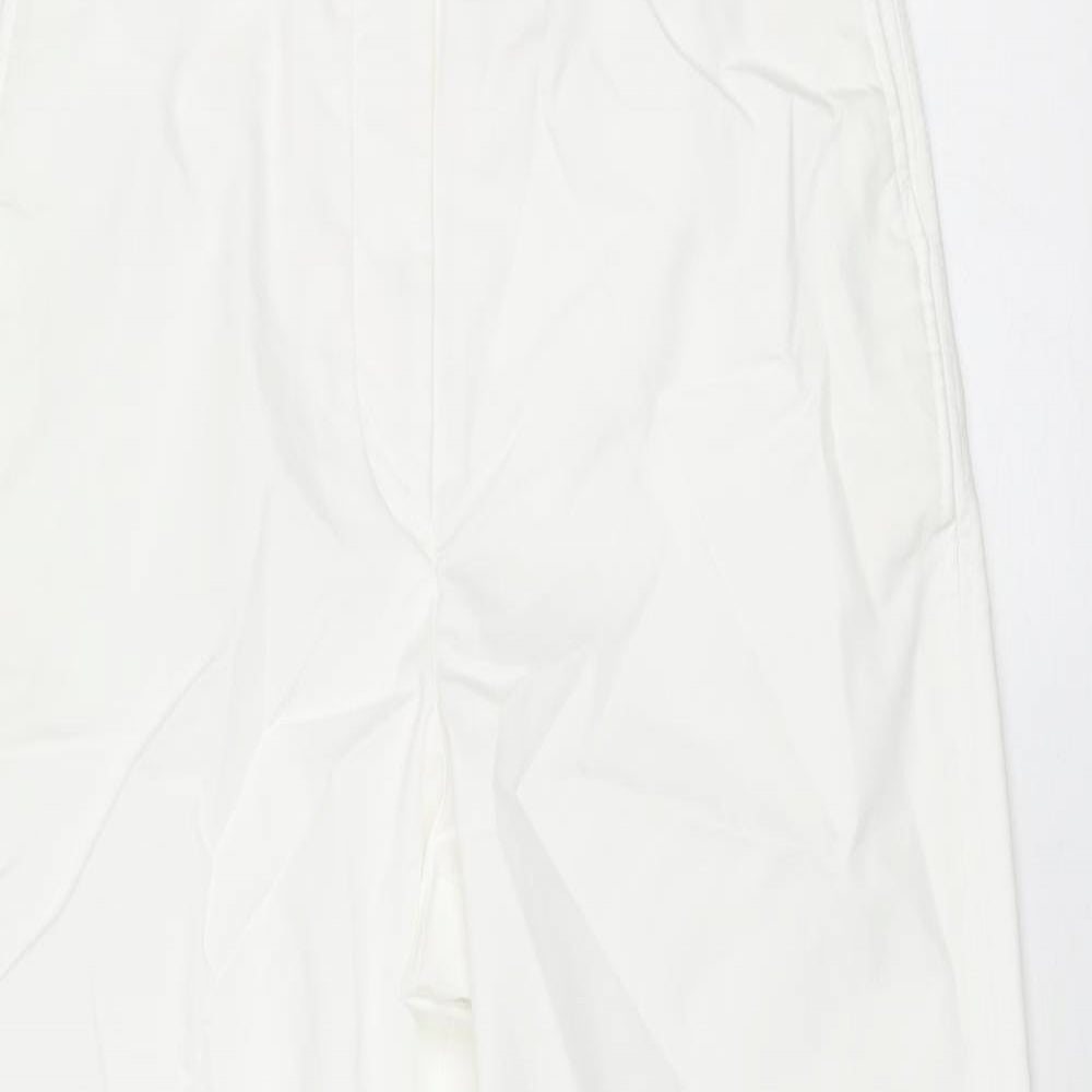 Marks and Spencer Womens White Cotton Trousers Size 6 L28 in Regular Zip