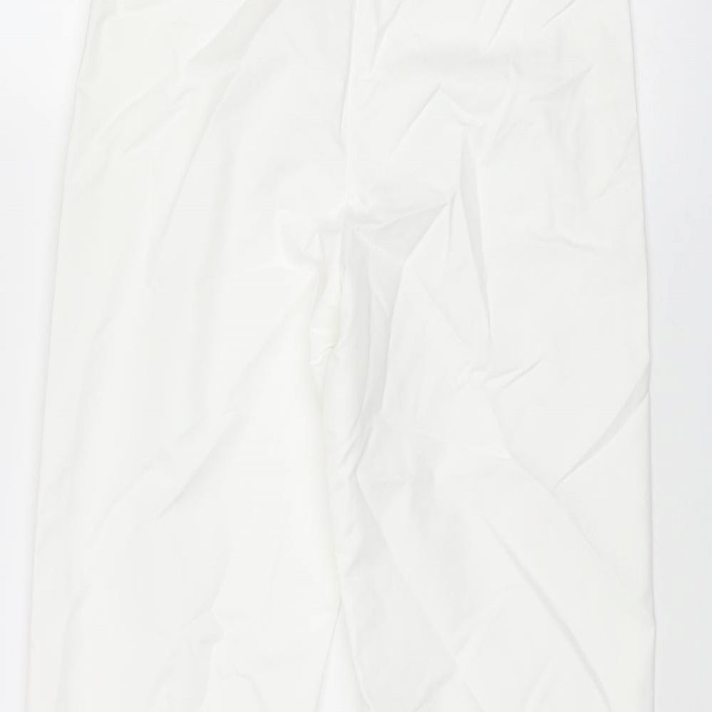 Marks and Spencer Womens White Cotton Trousers Size 6 L28 in Regular Zip