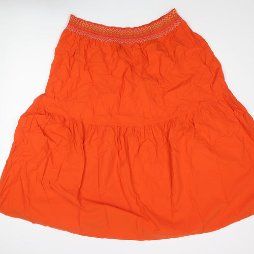 Marks and Spencer Womens Orange Cotton A-Line Skirt Size 22