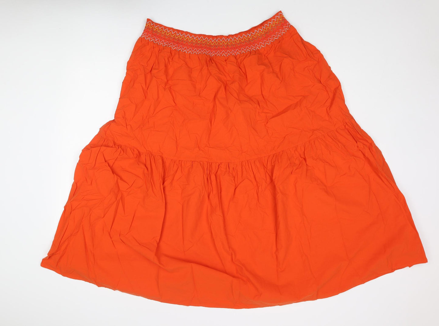 Marks and Spencer Womens Orange Cotton A-Line Skirt Size 22